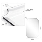 Miroir mural rectangulaire sans cadre, à bords évidés et biseautés, pour salle de bain, meuble-lavabo, chambre à coucher, bord biseauté de 1 côté - Transparent