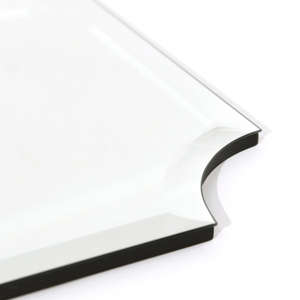 Miroir mural rectangulaire sans cadre, à bords évidés et biseautés, pour salle de bain, meuble-lavabo, chambre à coucher, bord biseauté de 1 côté - Transparent
