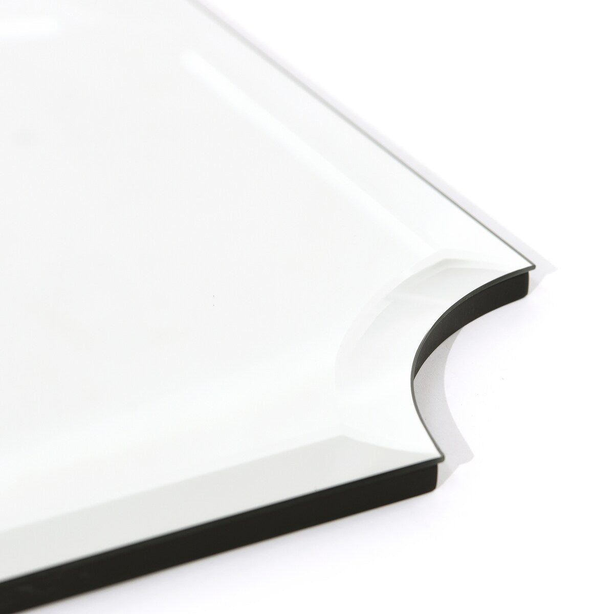 Miroir mural rectangulaire sans cadre, à bords évidés et biseautés, pour salle de bain, meuble-lavabo, chambre à coucher, bord biseauté de 1 côté - Transparent