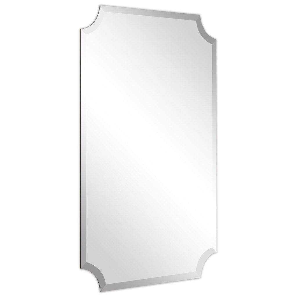 Miroir mural rectangulaire sans cadre, à bords évidés et biseautés, pour salle de bain, meuble-lavabo, chambre à coucher, bord biseauté de 1 côté - Transparent