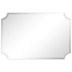 Miroir mural rectangulaire sans cadre, à bords évidés et biseautés, pour salle de bain, meuble-lavabo, chambre à coucher, bord biseauté de 1 côté - Transparent
