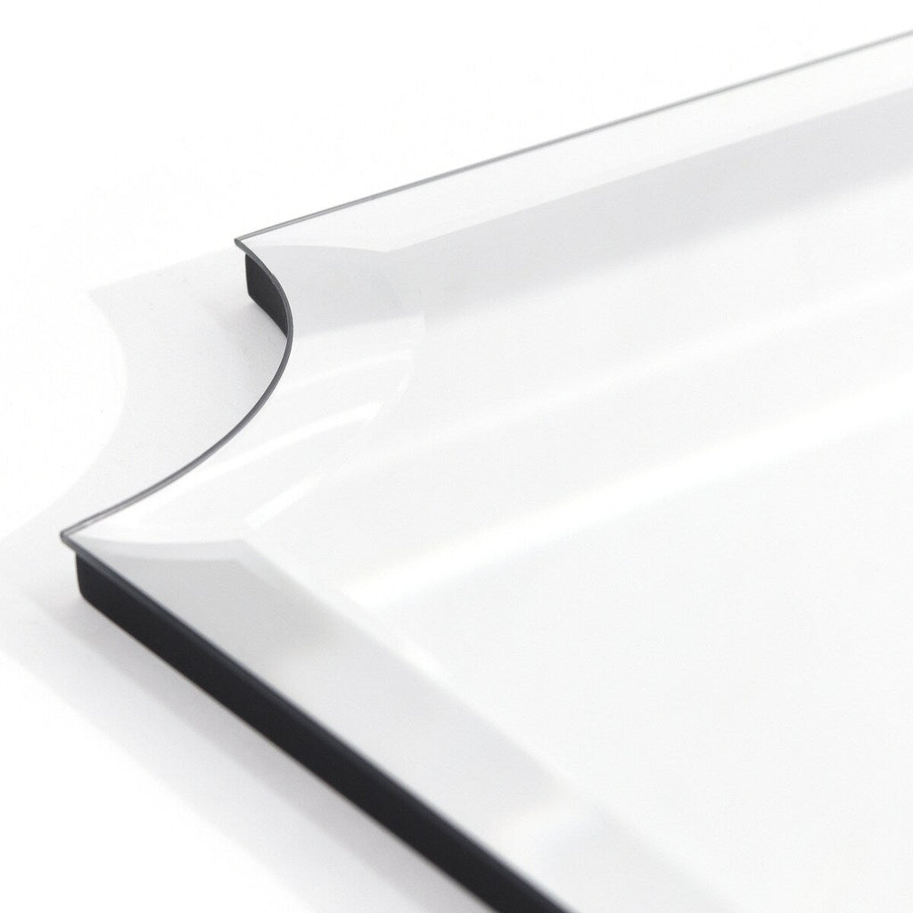 Miroir mural rectangulaire sans cadre, à bords évidés et biseautés, pour salle de bain, meuble-lavabo, chambre à coucher, bord biseauté de 1 côté - Transparent