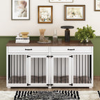 Cage à chien de style meuble, grand chenil en bois de 64,5 pouces