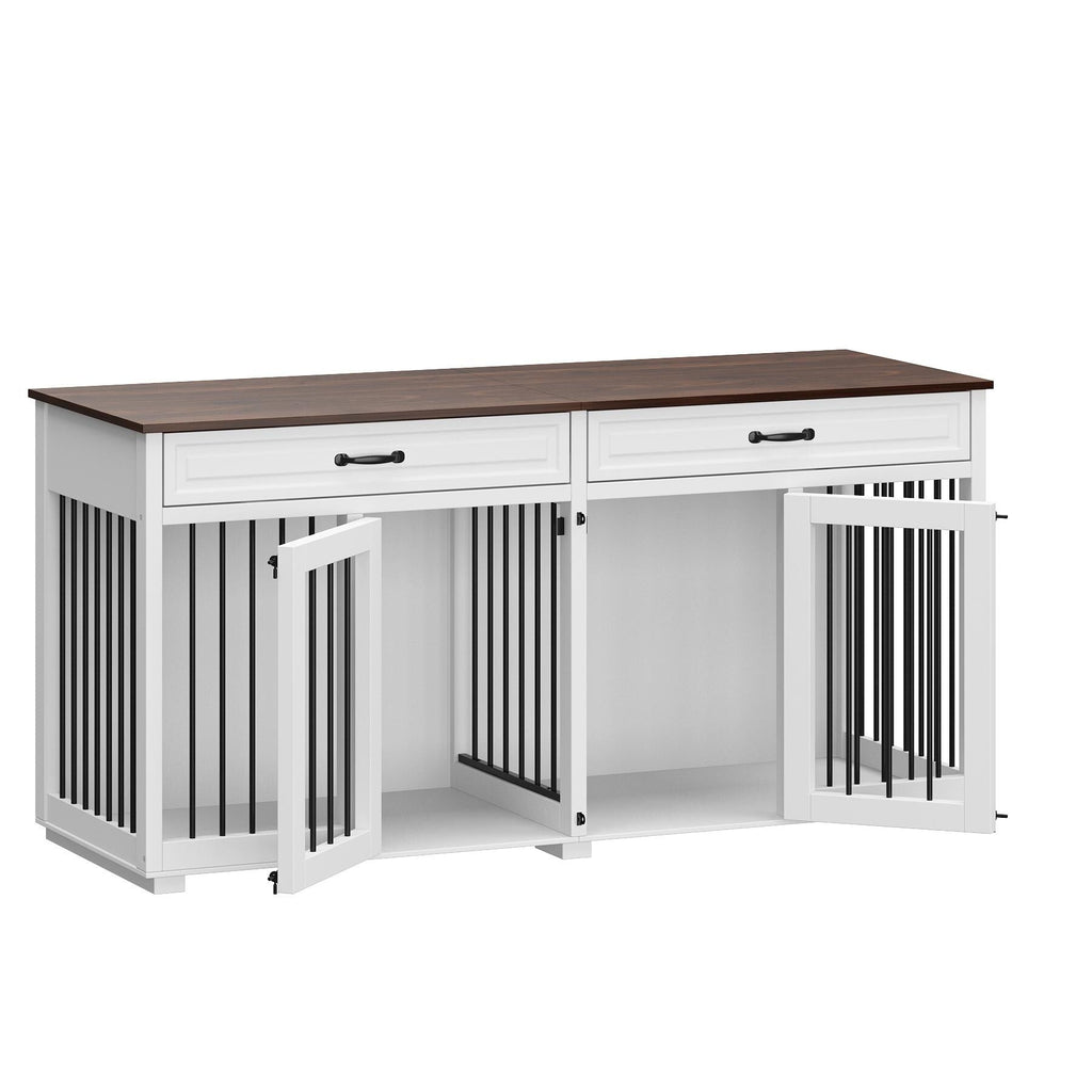 Cage à chien de style meuble, grand chenil en bois de 64,5 pouces