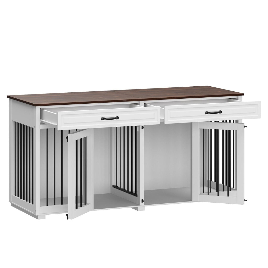 Cage à chien de style meuble, grand chenil en bois de 64,5 pouces