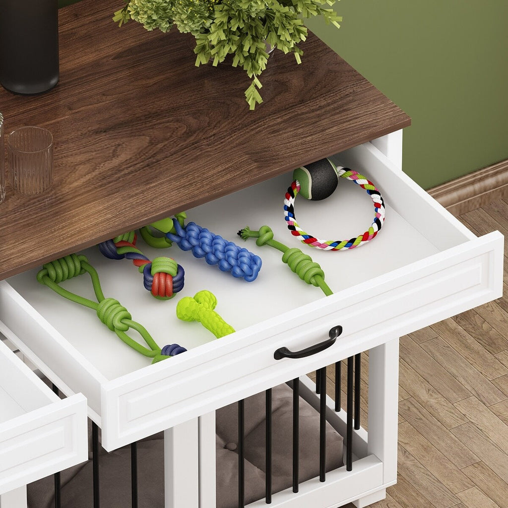 Cage à chien de style meuble, grand chenil en bois de 64,5 pouces