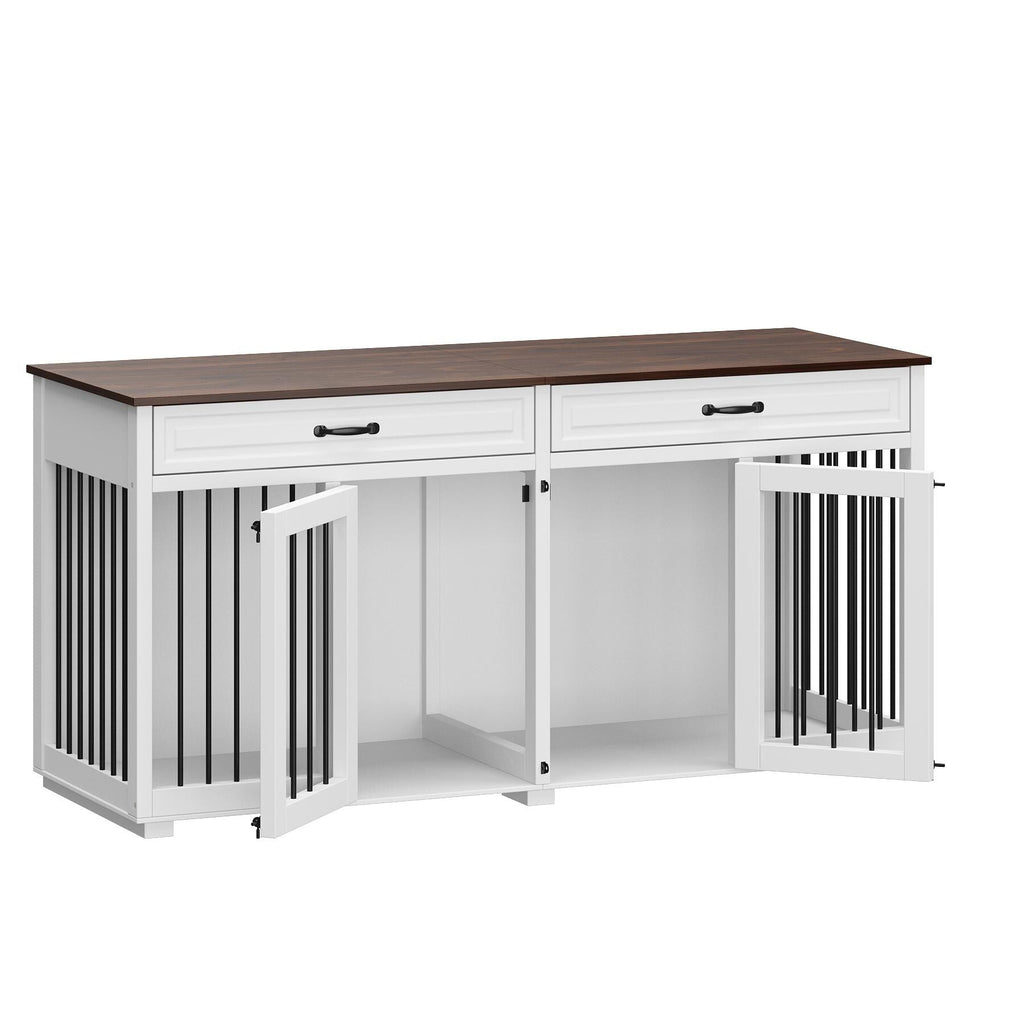 Cage à chien de style meuble, grand chenil en bois de 64,5 pouces