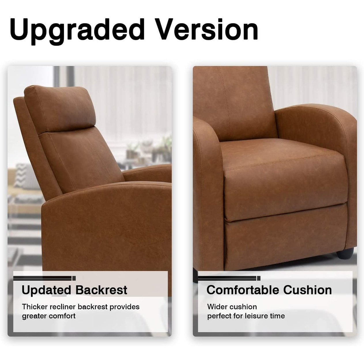 Fauteuil inclinable Furniwell en cuir PU avec assise et dossier rembourrés.