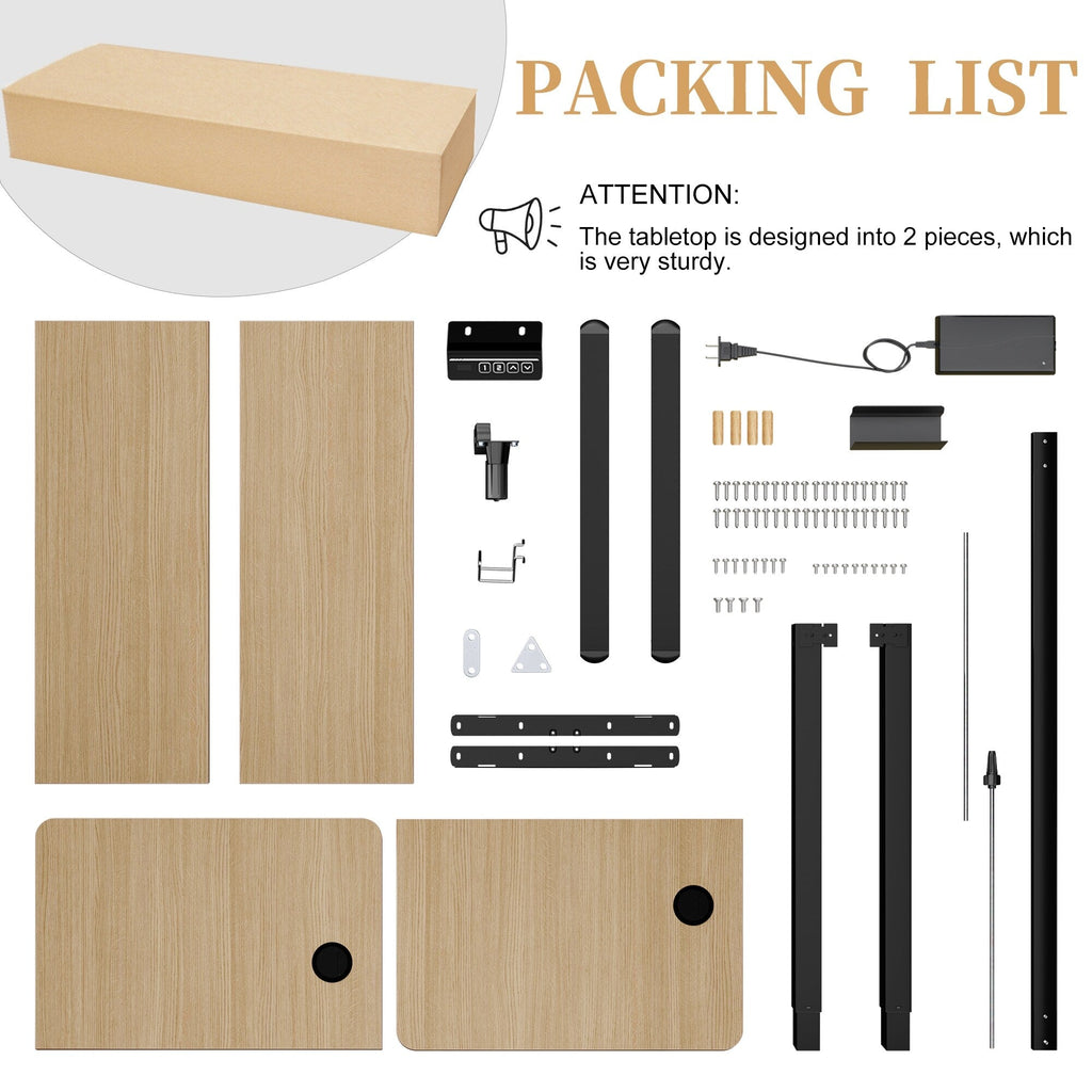 Bureau debout électrique réglable en hauteur Futzca, bureau informatique avec plateau de travail assemblé.