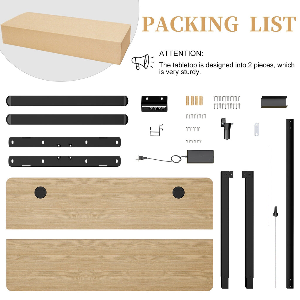 Bureau debout électrique réglable en hauteur Futzca, bureau informatique avec plateau de travail assemblé.