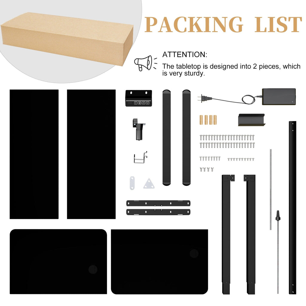 Bureau debout électrique réglable en hauteur Futzca, bureau informatique avec plateau de travail assemblé.