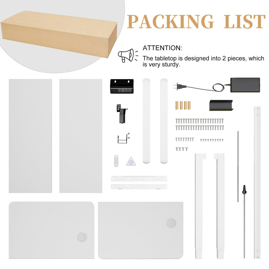 Bureau debout électrique réglable en hauteur Futzca, bureau informatique avec plateau de travail assemblé.