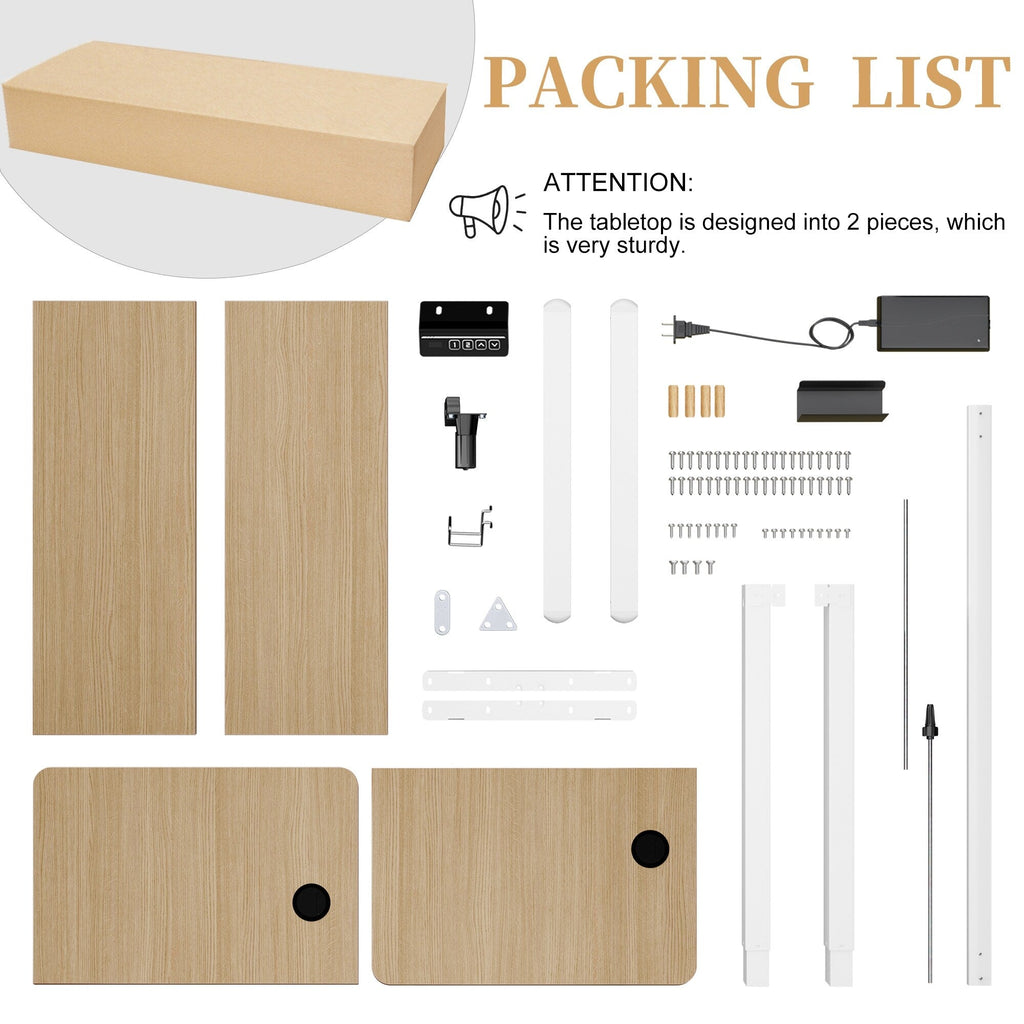 Bureau debout électrique réglable en hauteur Futzca, bureau informatique avec plateau de travail assemblé.