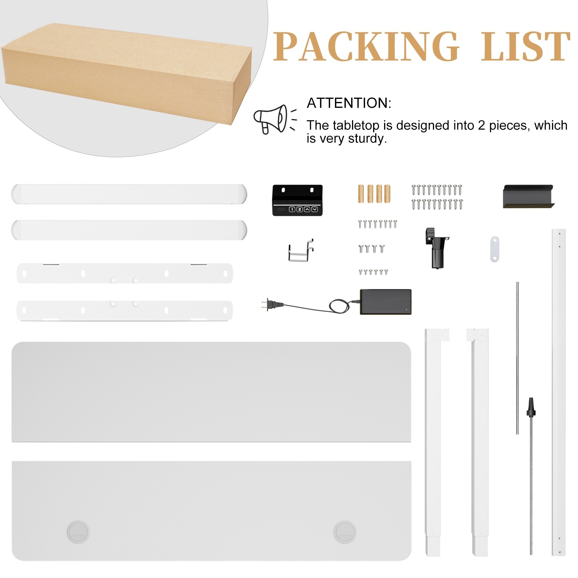 Bureau debout électrique réglable en hauteur Futzca, bureau informatique avec plateau de travail assemblé.