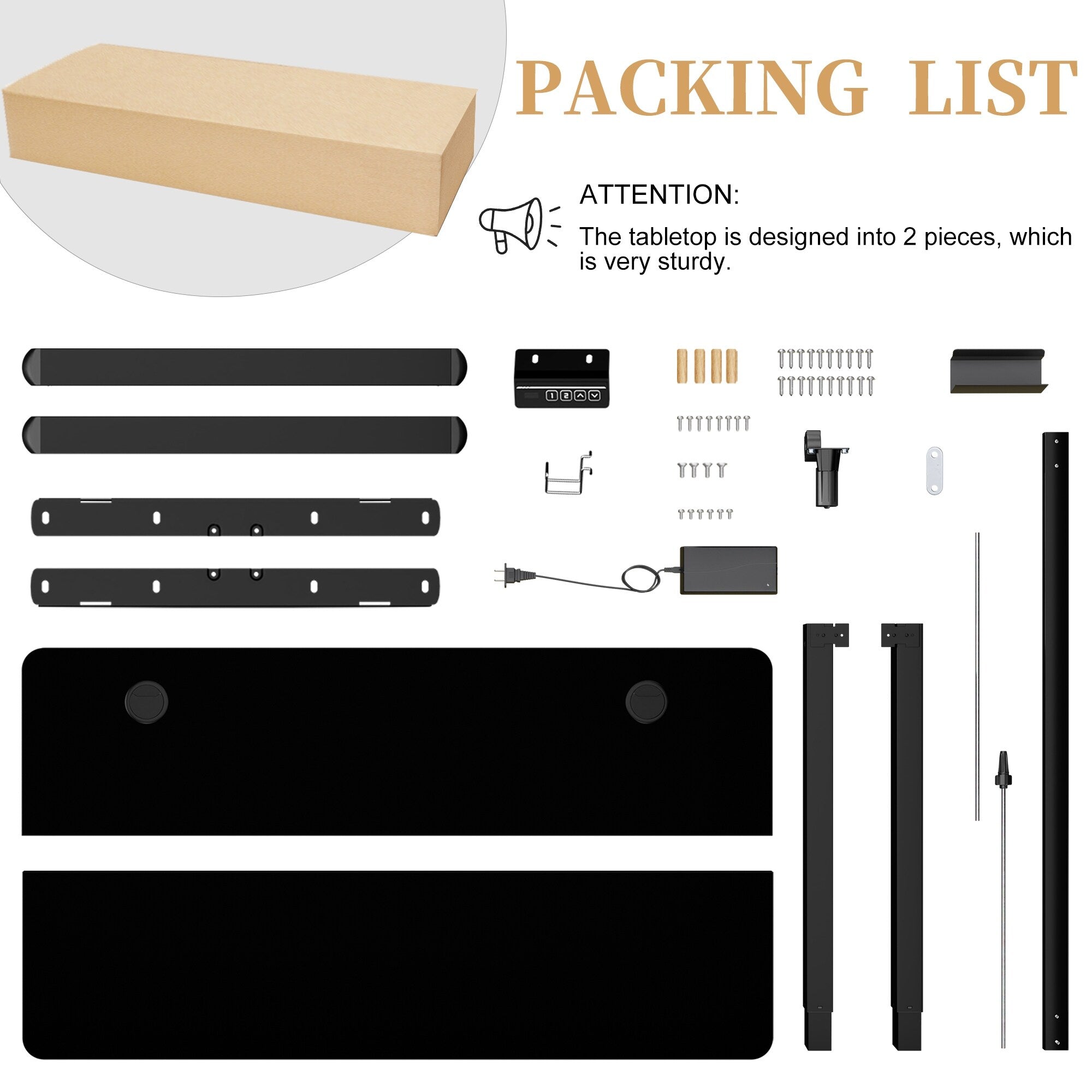 Bureau debout électrique réglable en hauteur Futzca, bureau informatique avec plateau de travail assemblé.
