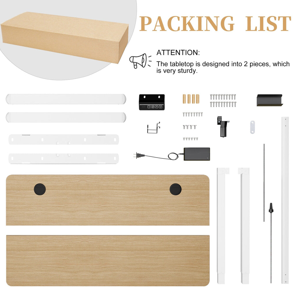 Bureau debout électrique réglable en hauteur Futzca, bureau informatique avec plateau de travail assemblé.