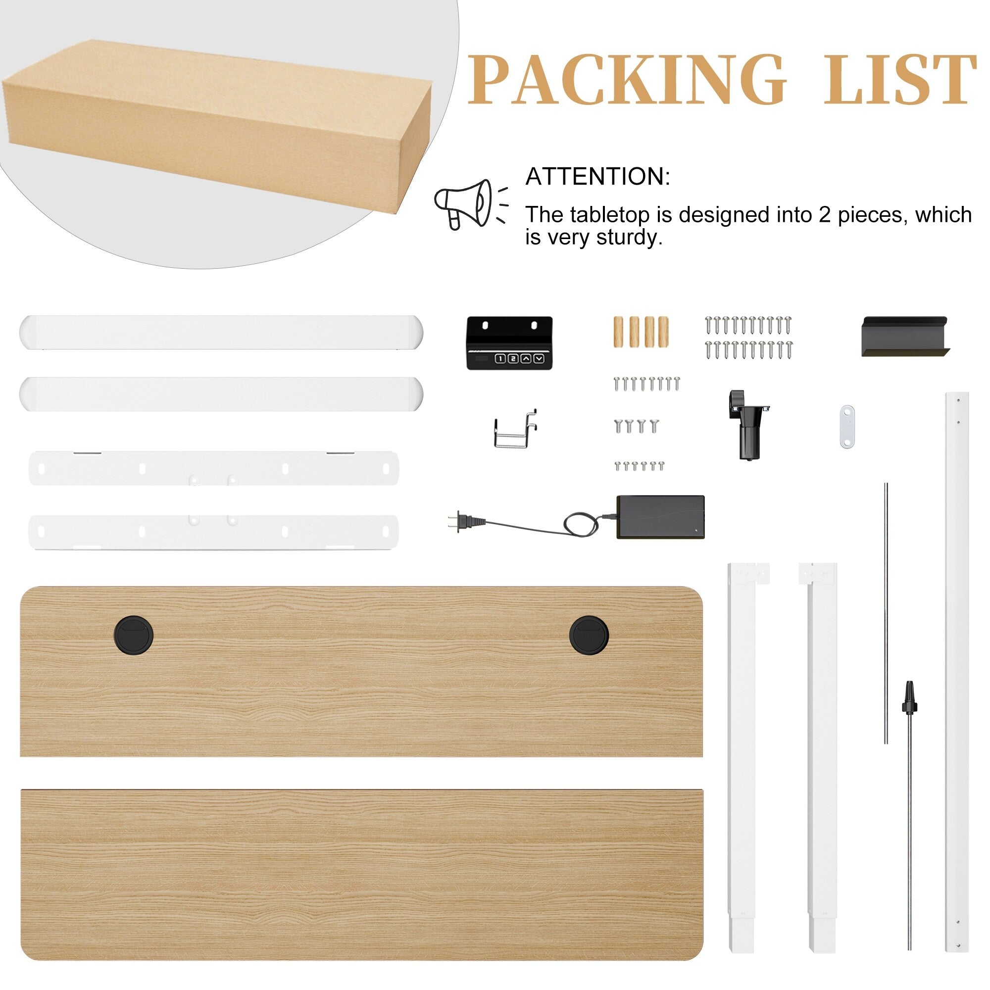 Bureau debout électrique réglable en hauteur Futzca, bureau informatique avec plateau de travail assemblé.