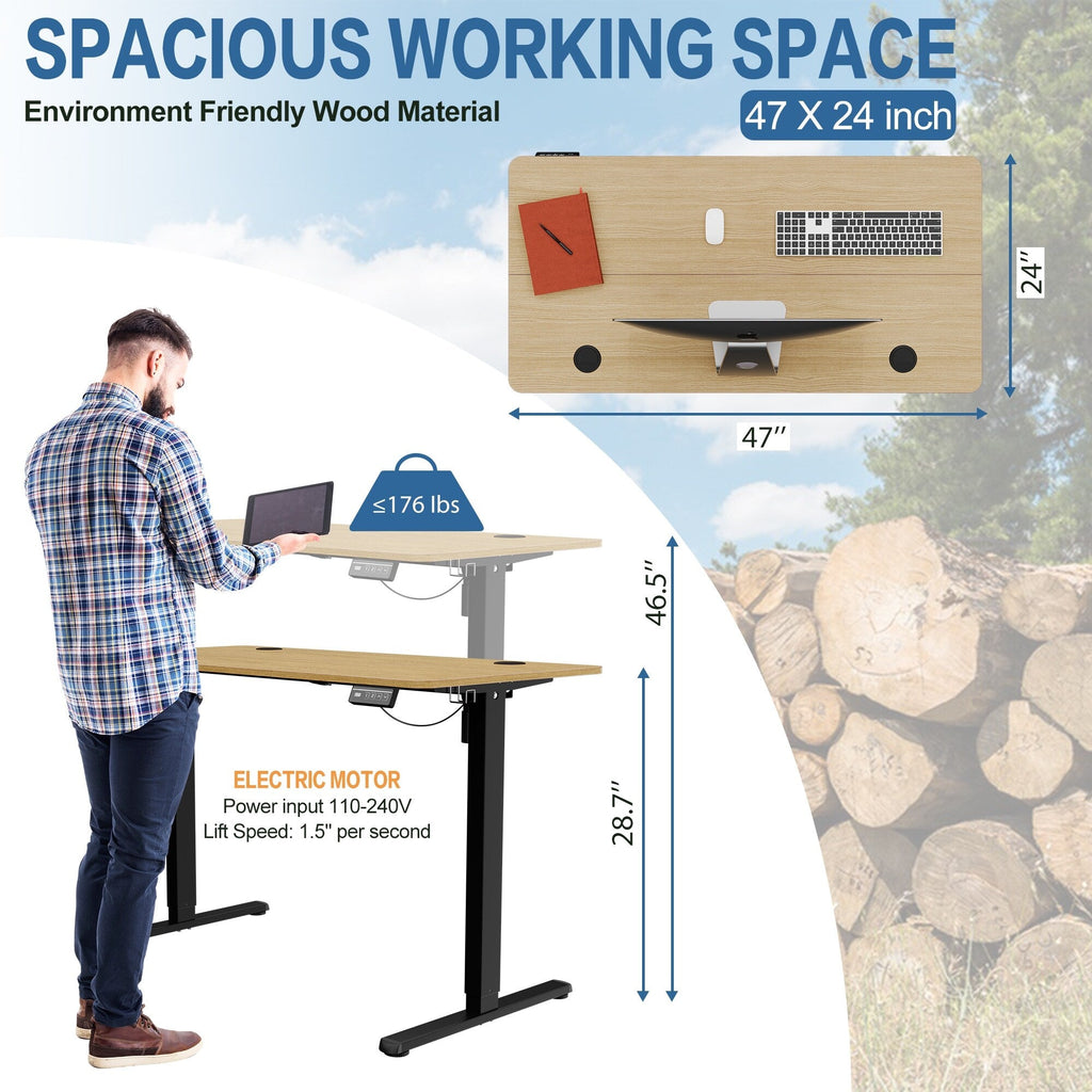 Bureau debout électrique réglable en hauteur Futzca, bureau informatique avec plateau de travail assemblé.