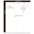 Ventilateur de plafond avec éclairage Garlow noir mat à 5 pales et lustre à coupelles en forme de fleur de cristal (avec télécommande) - Diamètre de 52 pouces