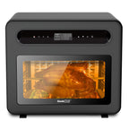 Four à convection et friteuse à vapeur Geek Chef 26 QT, 50 programmes de cuisson préprogrammés, acier inoxydable noir