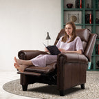 Fauteuil inclinable en cuir véritable avec dossier inclinable, accoudoirs et dossier confortables.