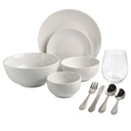 Service de table Gibson Home All U Need, 60 pièces : assiettes, bols, verrerie, fourchettes, cuillères et couteaux (pour 6 personnes)
