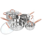 Ensemble de cuisine Gibson Home Bransonville en acier inoxydable, 8 pièces, chromé et bronze.