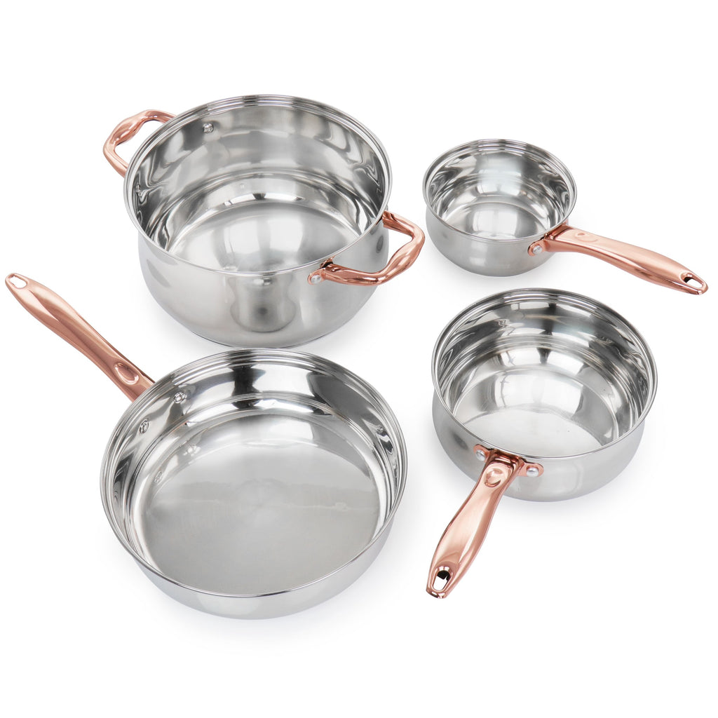 Ensemble de cuisine Gibson Home Bransonville en acier inoxydable, 8 pièces, chromé et bronze.