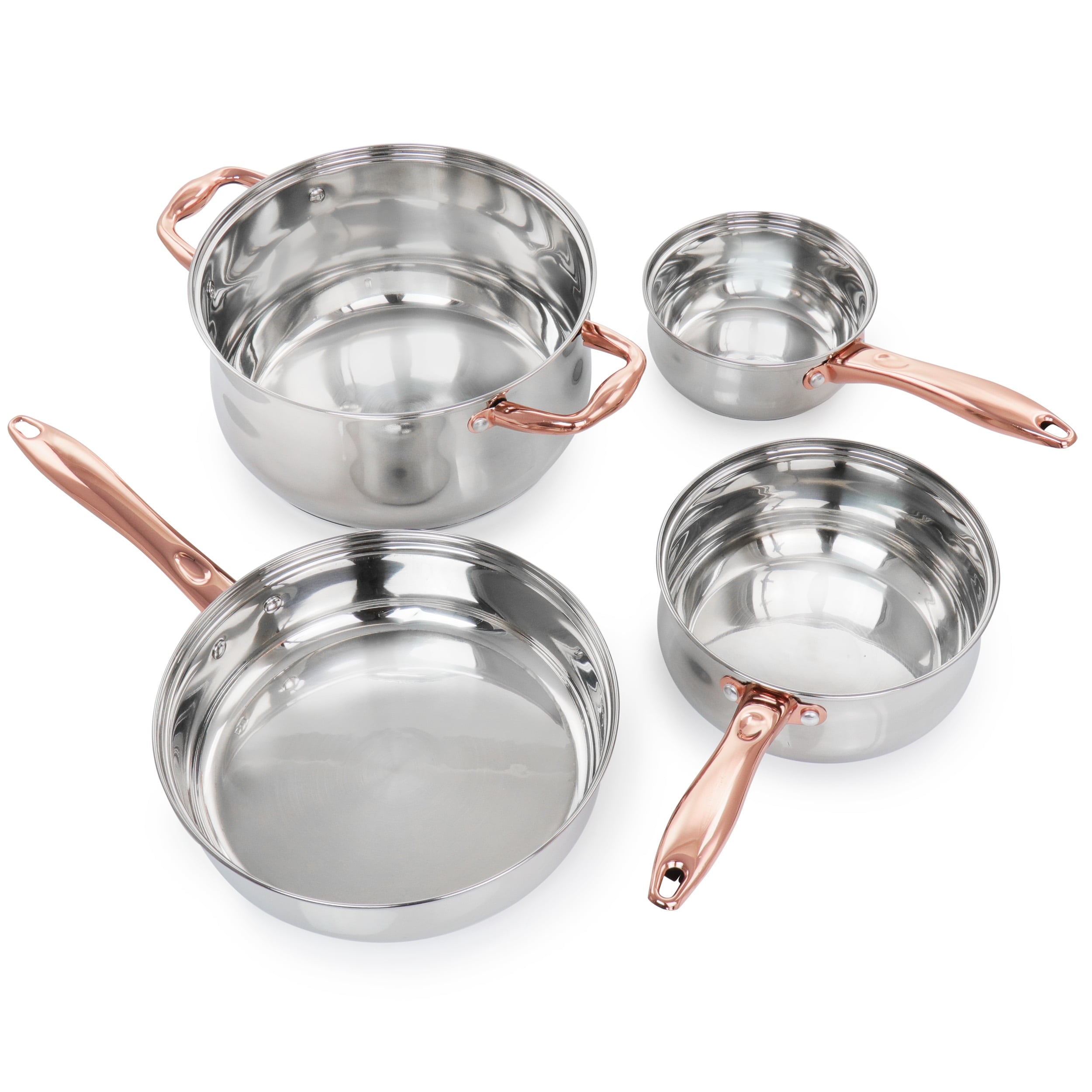 Ensemble de cuisine Gibson Home Bransonville en acier inoxydable, 8 pièces, chromé et bronze.