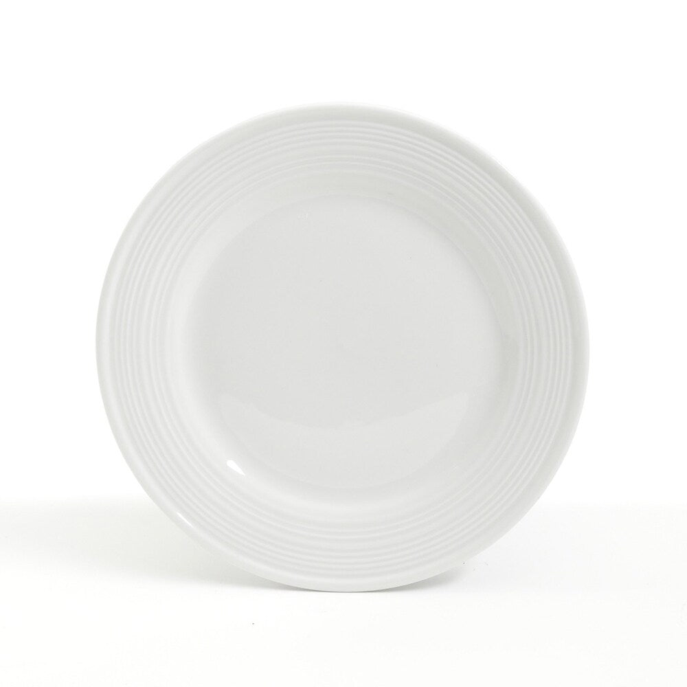 Service de table en céramique Gibson Home Embossed Buffet, 16 pièces, blanc.