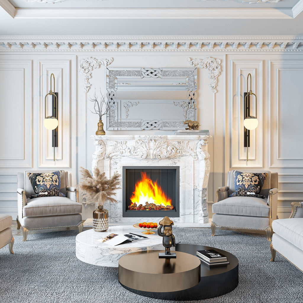 Miroir mural décoratif en forme de diamant avec strass scintillants