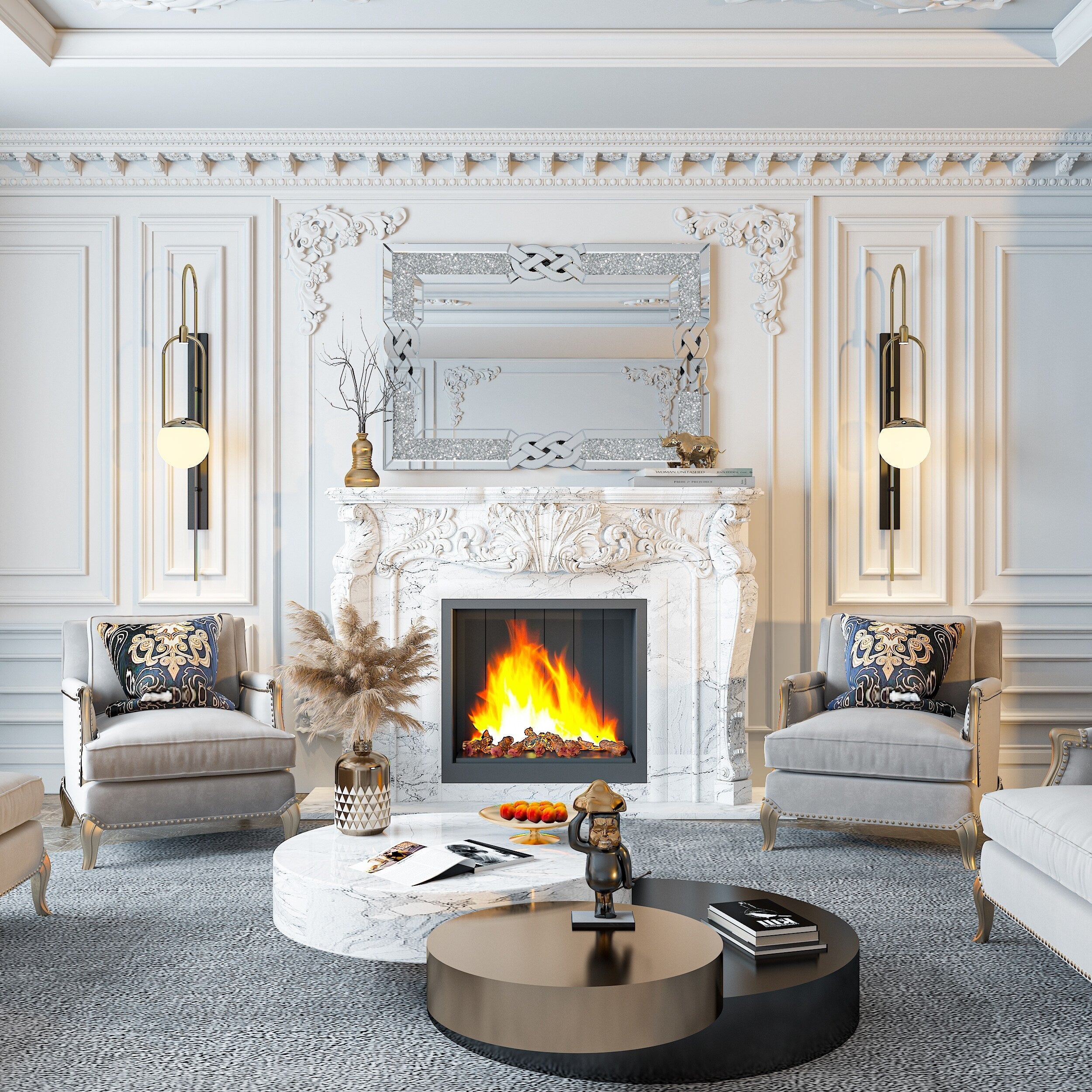 Miroir mural décoratif en forme de diamant avec strass scintillants