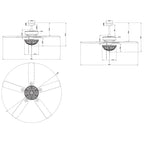 Ventilateur de plafond à 5 pales avec éclairage, bronze rustique, abat-jour en cristal, modèle Gliska.