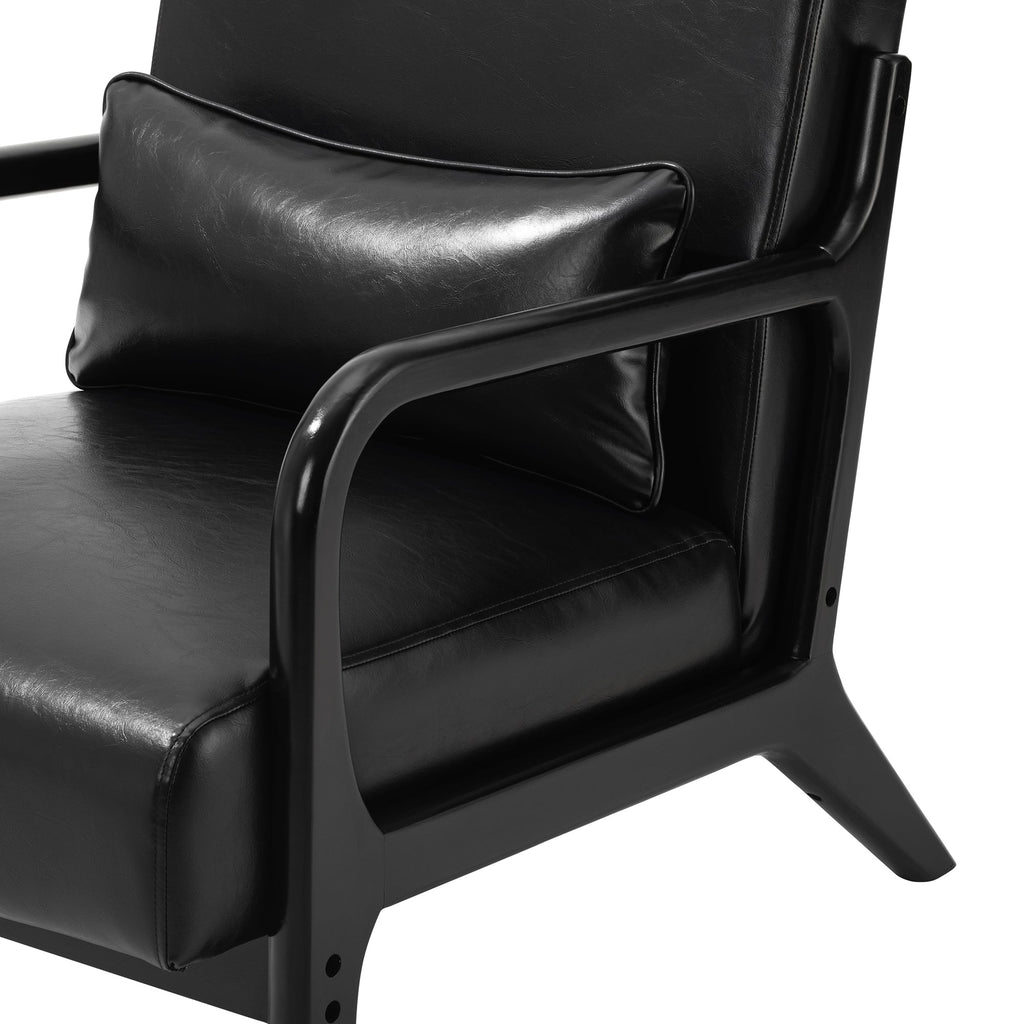 Glitzhome Fauteuil d'appoint en cuir PU moderne de milieu de siècle, 30,75H avec coussin - 25,75L x 33,75P x 30,75H