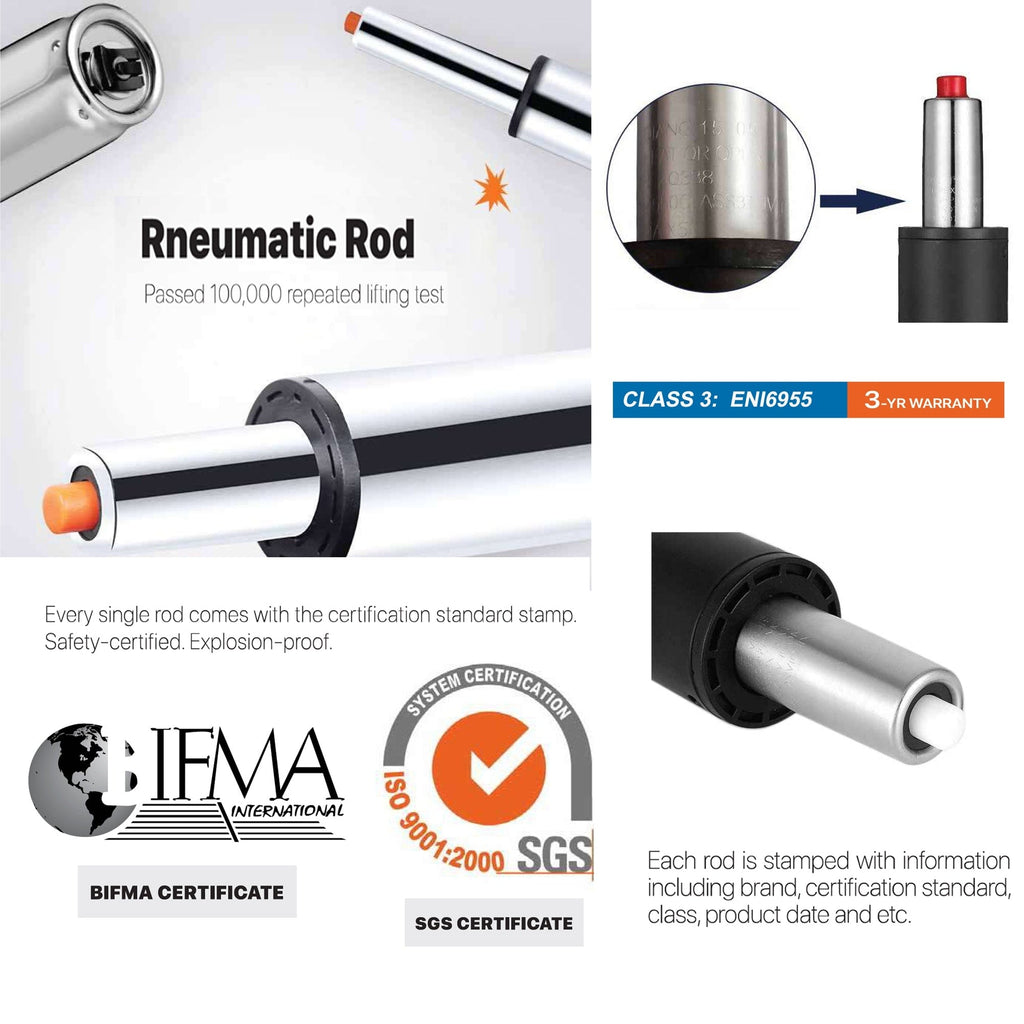 Glitzhome Chaise de bureau pivotante à rotule en simili cuir réglable de 48 pouces, style milieu de siècle