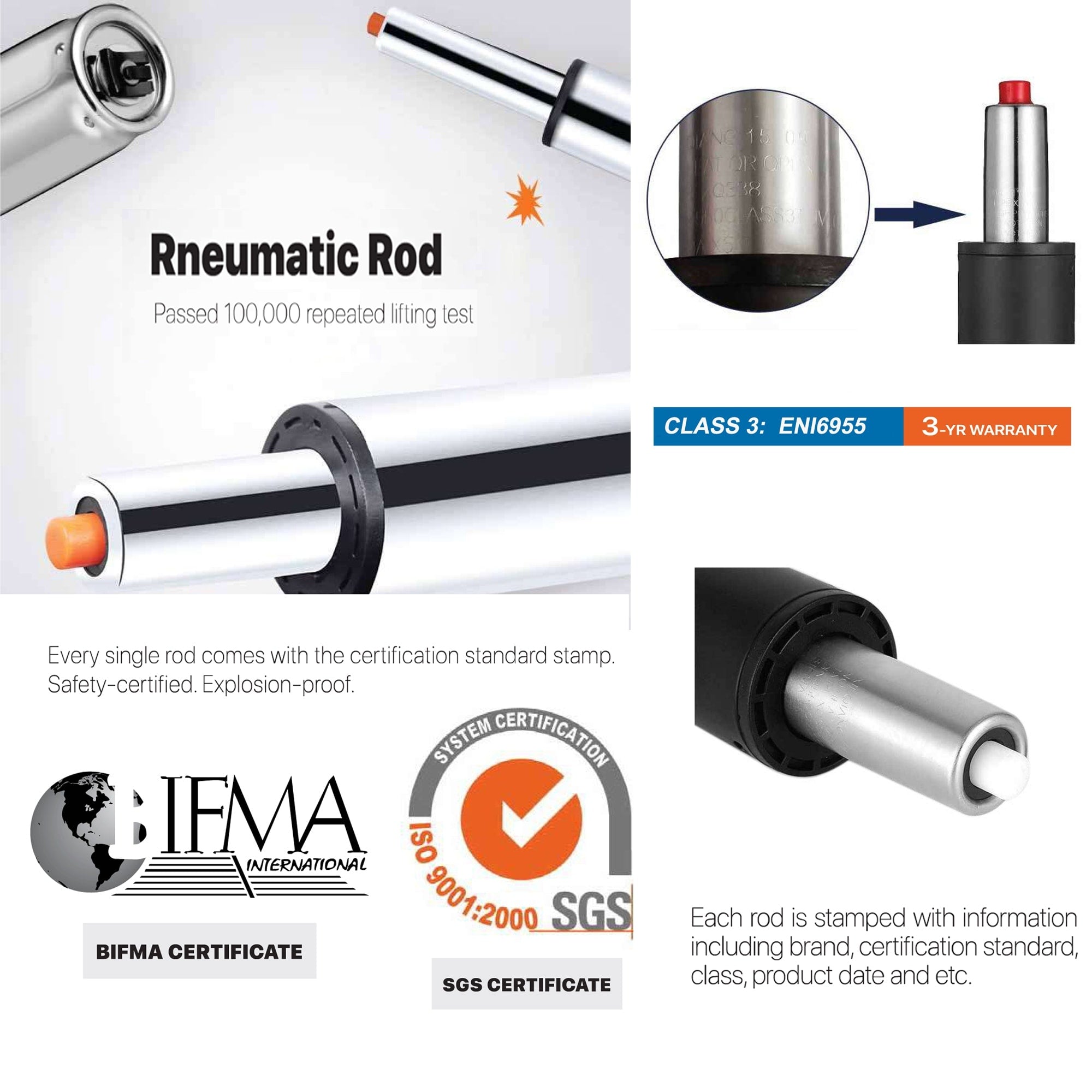 Glitzhome Chaise de bureau pivotante à rotule en simili cuir réglable de 48 pouces, style milieu de siècle