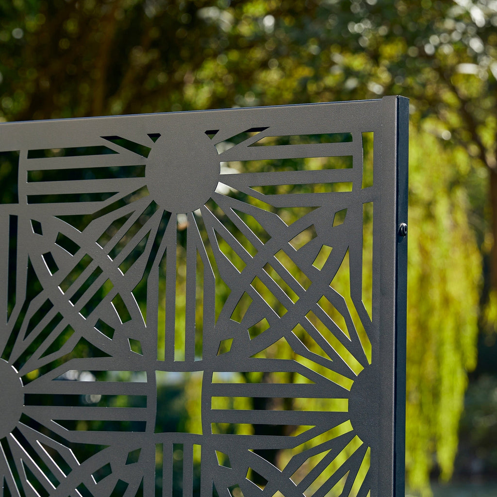 Glitzhome Écran de séparation de pièce, pare-brise à 3 panneaux, motif floral galvanisé, 6 pieds