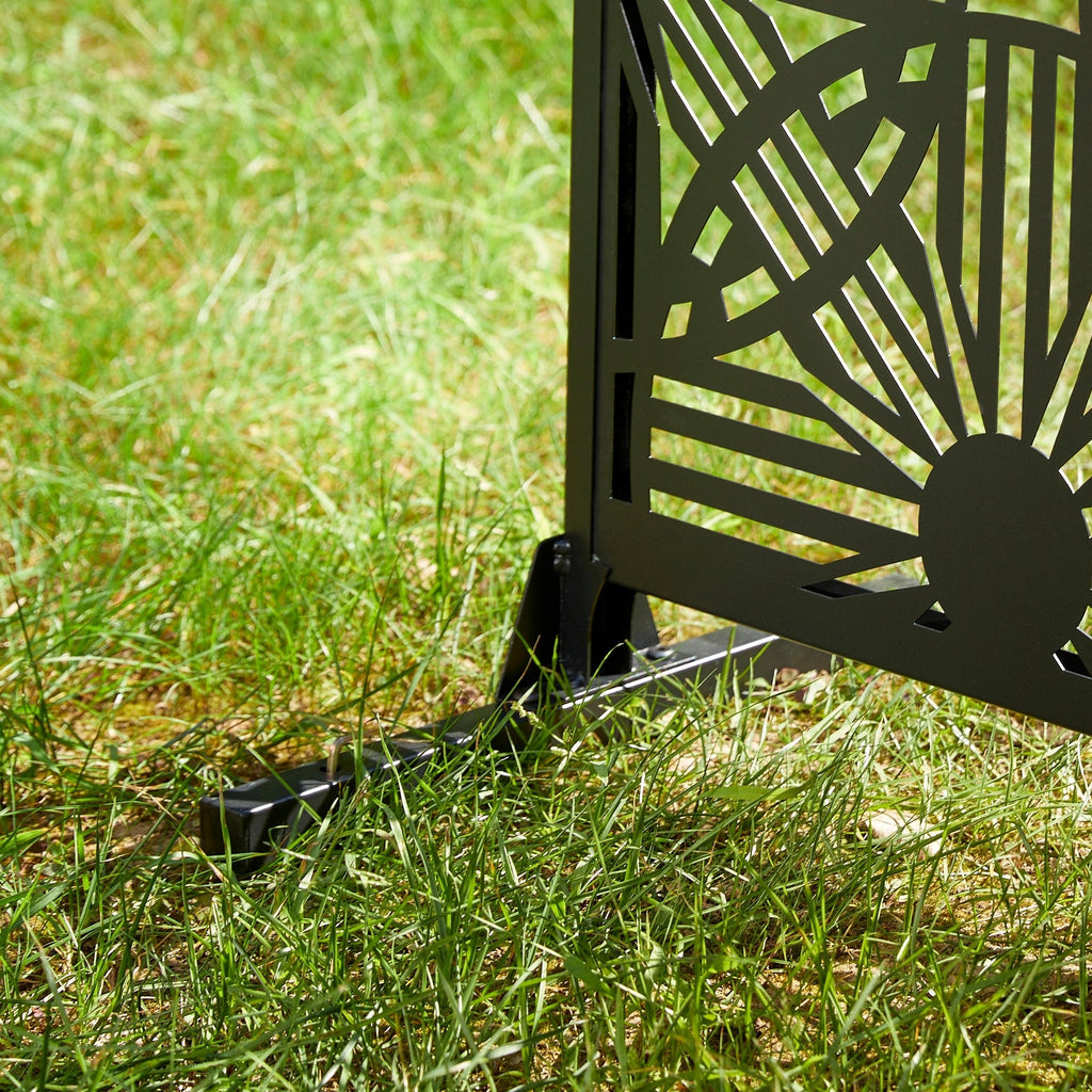 Glitzhome Écran de séparation de pièce, pare-brise à 3 panneaux, motif floral galvanisé, 6 pieds