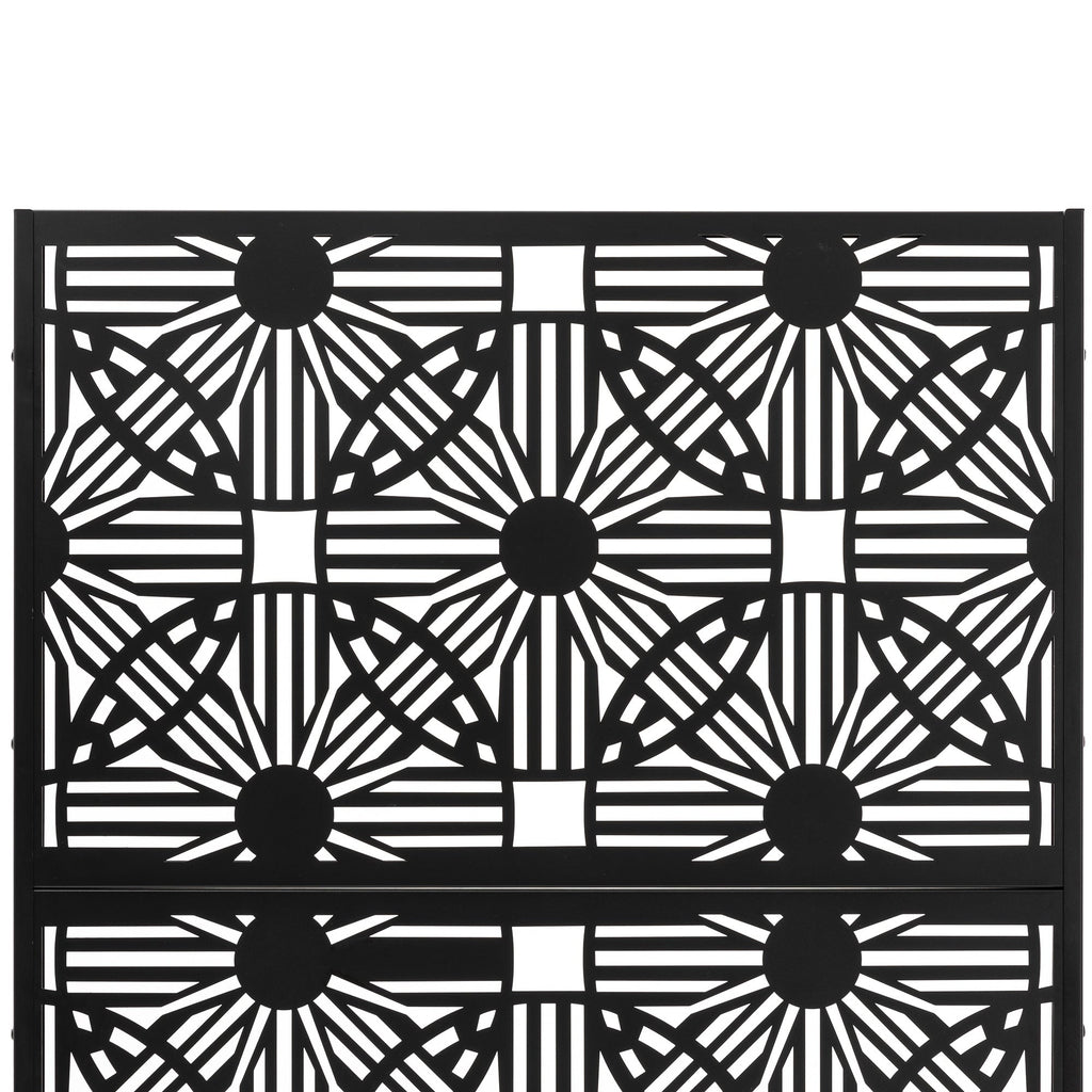 Glitzhome Écran de séparation de pièce, pare-brise à 3 panneaux, motif floral galvanisé, 6 pieds