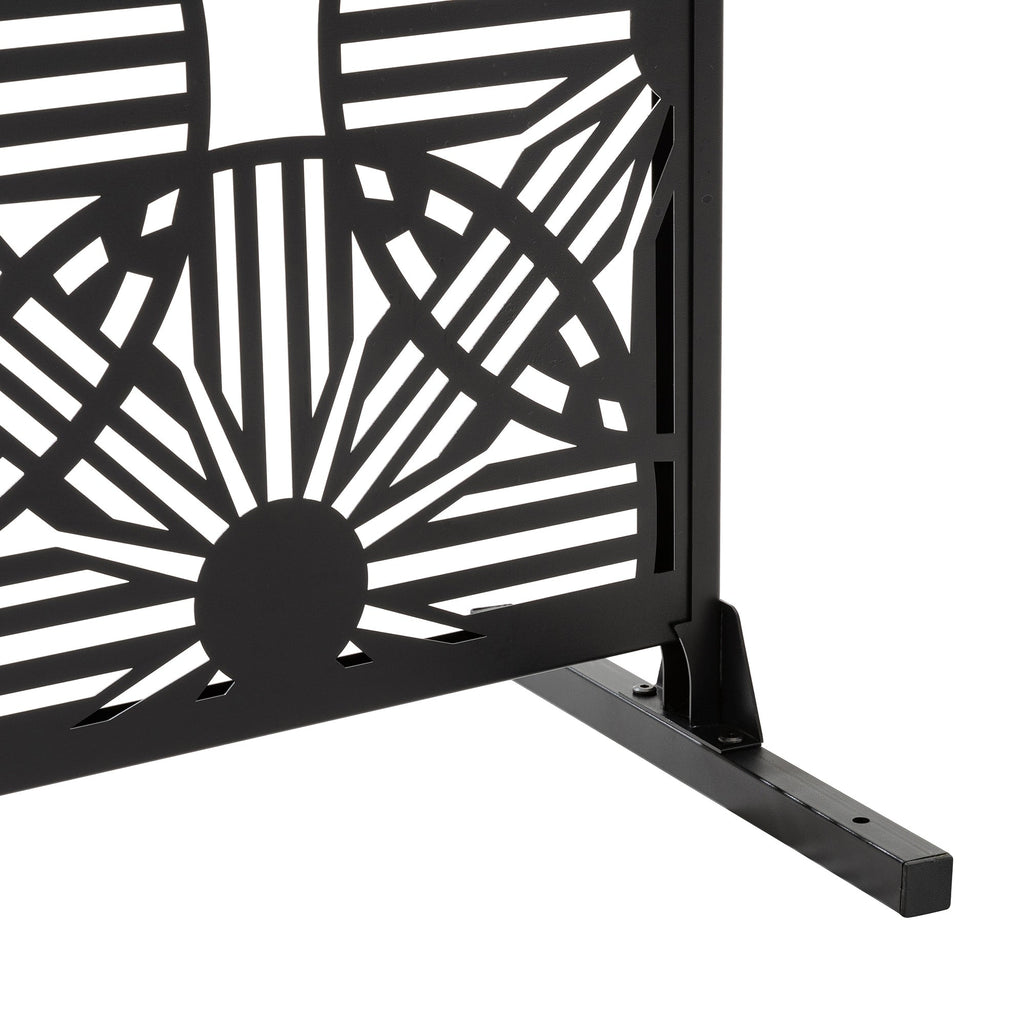 Glitzhome Écran de séparation de pièce, pare-brise à 3 panneaux, motif floral galvanisé, 6 pieds