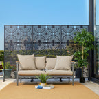 Glitzhome Écran de séparation de pièce, pare-brise à 3 panneaux, motif floral galvanisé, 6 pieds