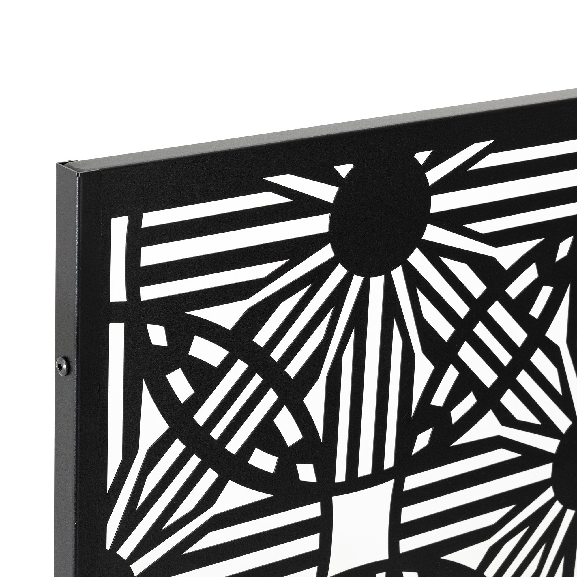 Glitzhome Écran de séparation de pièce, pare-brise à 3 panneaux, motif floral galvanisé, 6 pieds