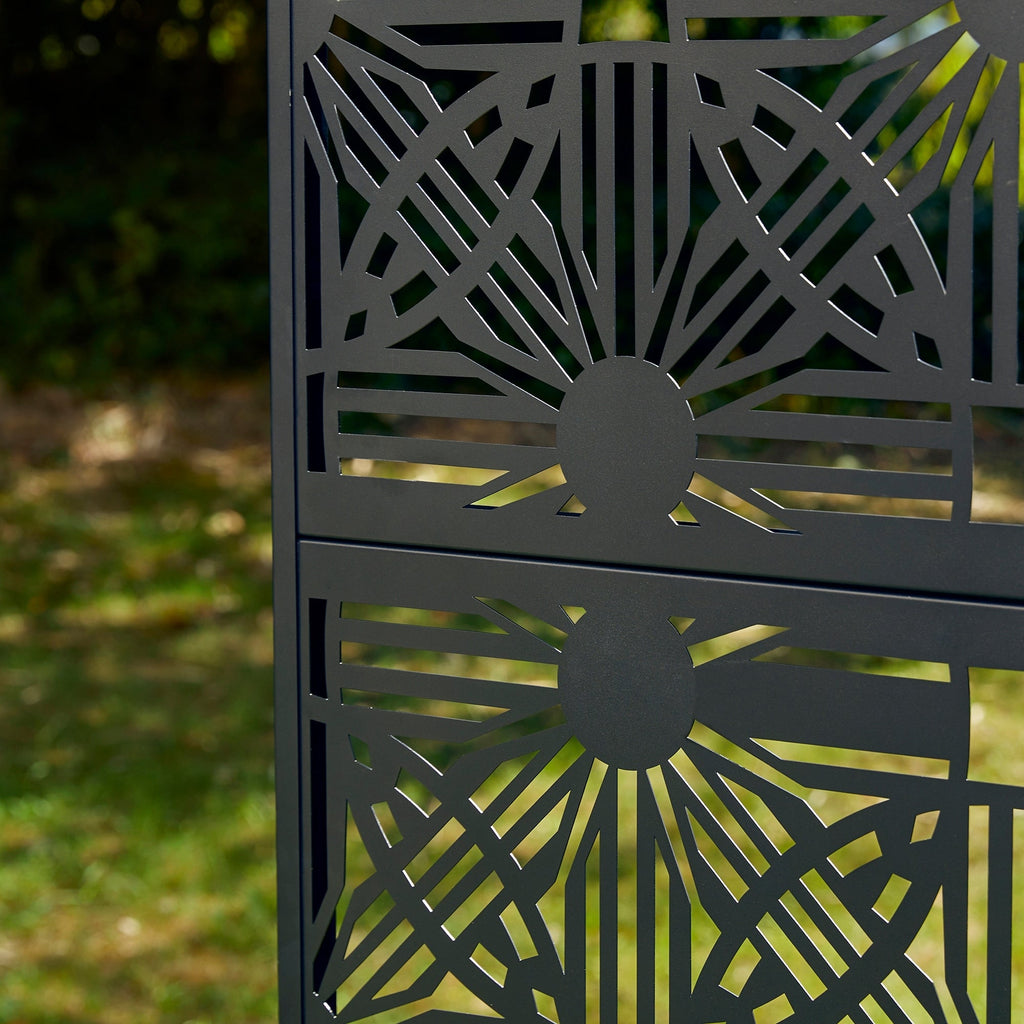 Glitzhome Écran de séparation de pièce, pare-brise à 3 panneaux, motif floral galvanisé, 6 pieds