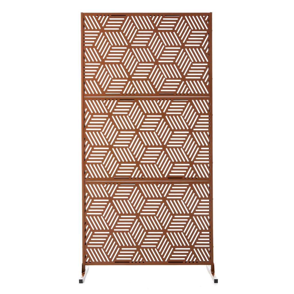 Glitzhome Écran de séparation de pièce, pare-brise à 3 panneaux, motif floral galvanisé, 6 pieds