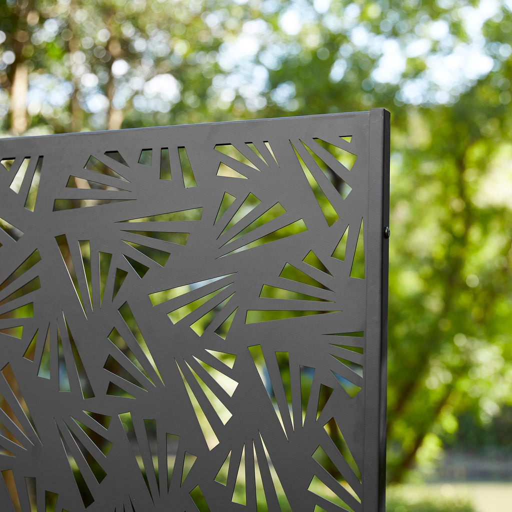 Glitzhome Écran de séparation de pièce, pare-brise à 3 panneaux, motif floral galvanisé, 6 pieds