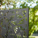 Glitzhome Écran de séparation de pièce, pare-brise à 3 panneaux, motif floral galvanisé, 6 pieds