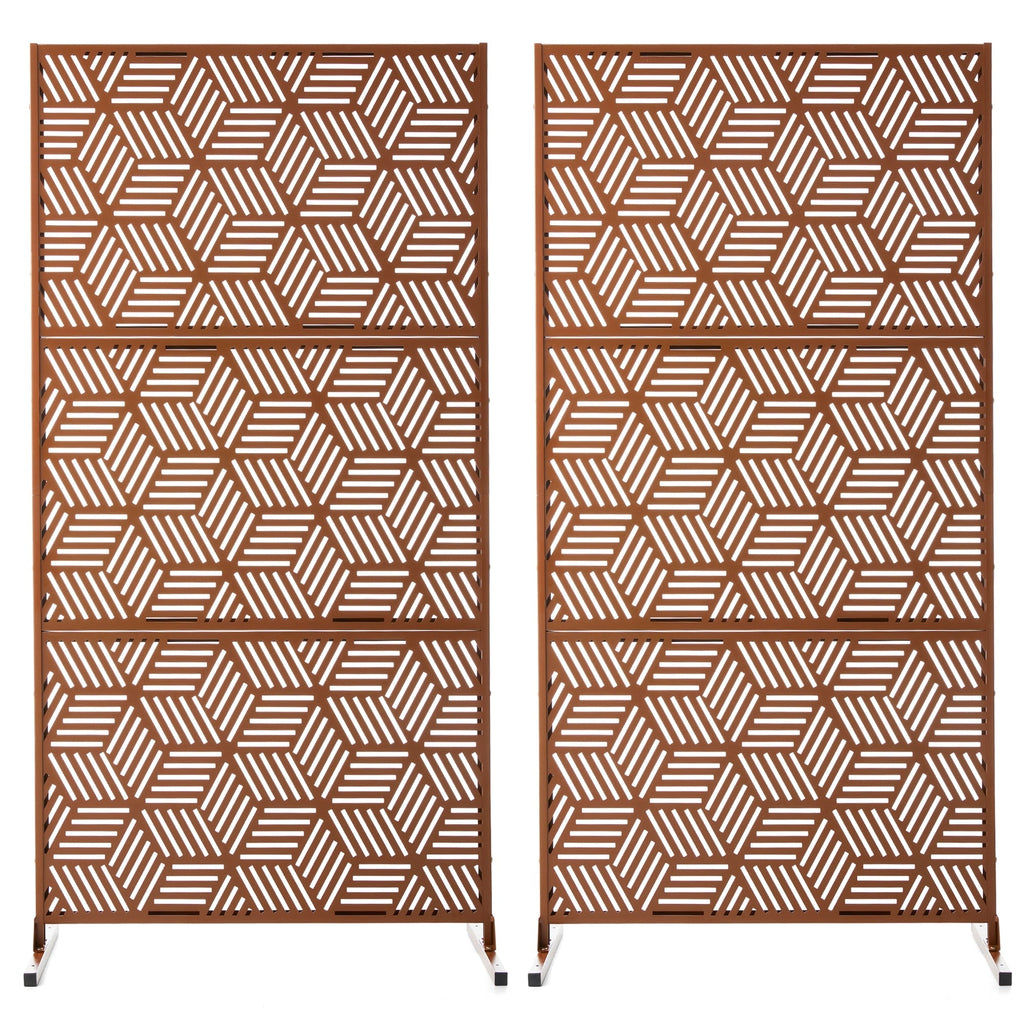 Glitzhome Écran de séparation de pièce, pare-brise à 3 panneaux, motif floral galvanisé, 6 pieds