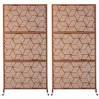 Glitzhome Écran de séparation de pièce, pare-brise à 3 panneaux, motif floral galvanisé, 6 pieds