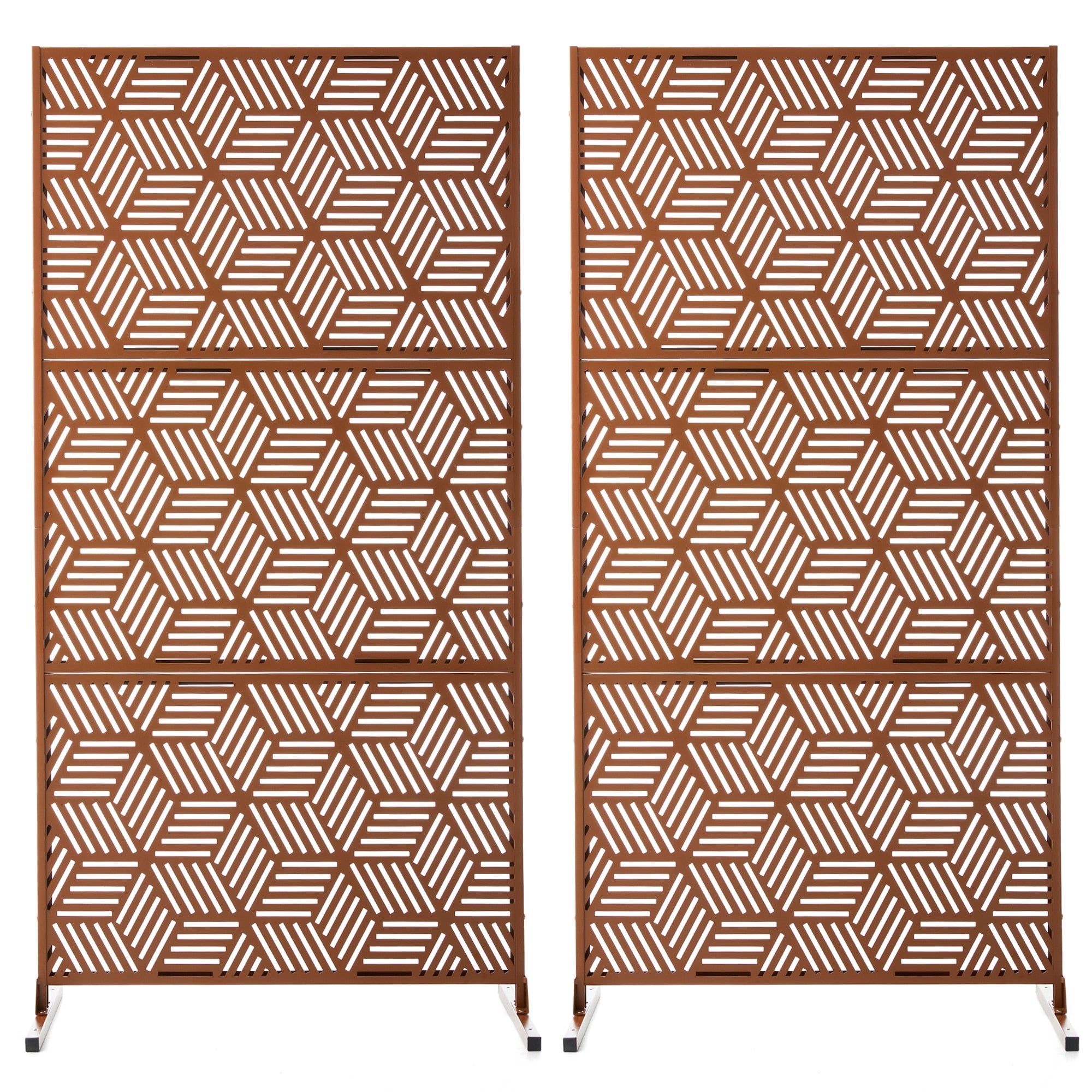 Glitzhome Écran de séparation de pièce, pare-brise à 3 panneaux, motif floral galvanisé, 6 pieds