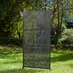 Glitzhome Écran de séparation de pièce, pare-brise à 3 panneaux, motif floral galvanisé, 6 pieds